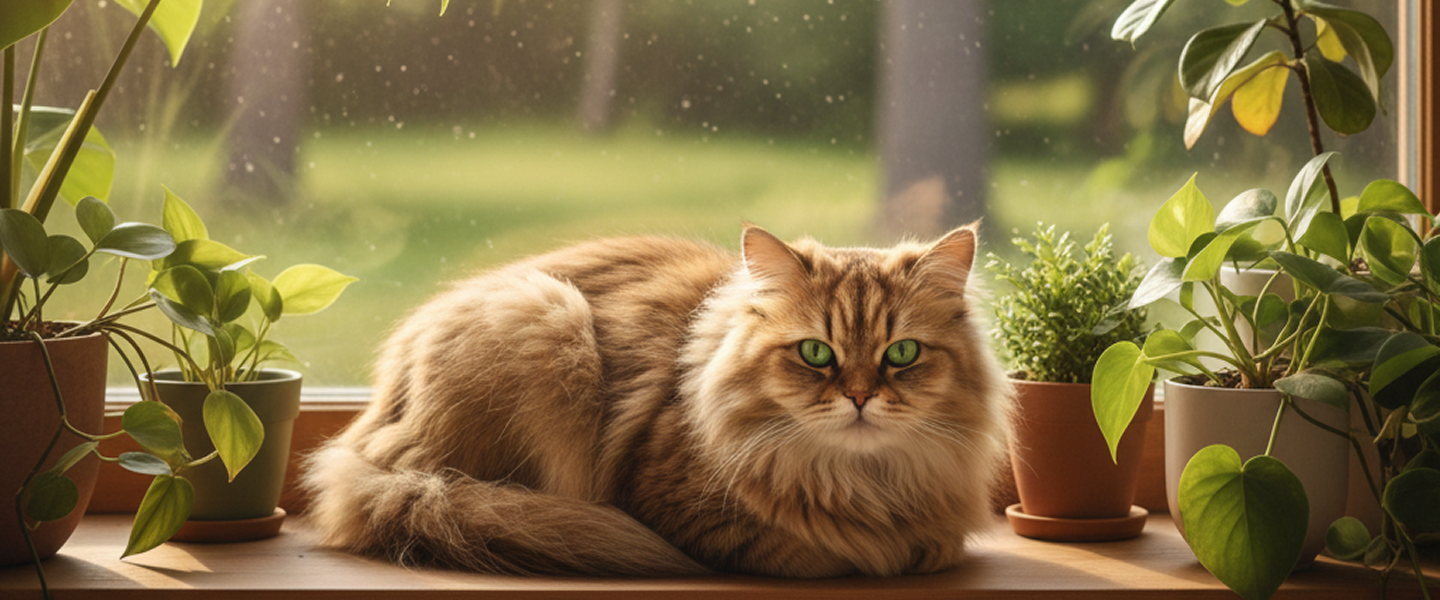 メインビジュアル：窓際でくつろぐ猫